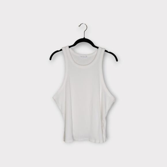Good American Womens Chunky Ribbed Tank 2XL (5) White Wide Strap Casual Rib Knit - Picture 2 of 8